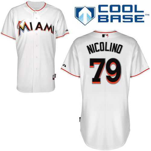 Justin Nicolino #79 MLB Jersey-Miami Marlins Men's Authentic Home White Cool Base Baseball Jersey